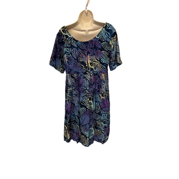 Far Away Blue & Purple Short Sleeve Hawaiian Dress‎ Medium Preowned - Picture 3 of 9